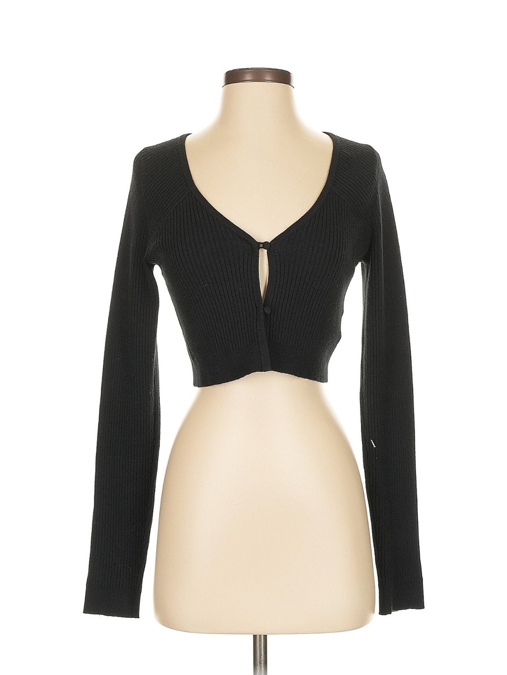 WOOL+ CASHMERE Long Sleeve Cropped Cardigan Sweater Top